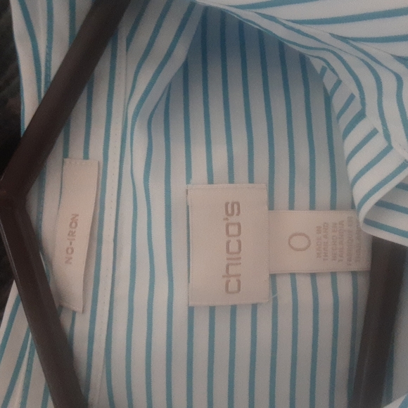 Chicos Striped Button Down Shirt Sz 0 ( S ) - Picture 5 of 6